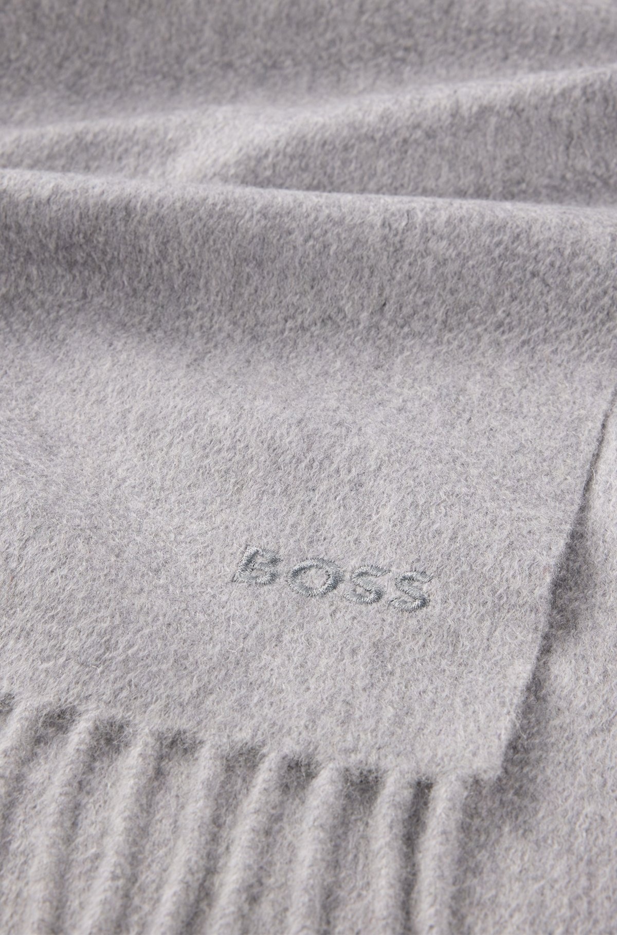 ITALIAN-CASHMERE SCARF WITH FRINGING AND EMBROIDERED LOGO - 2