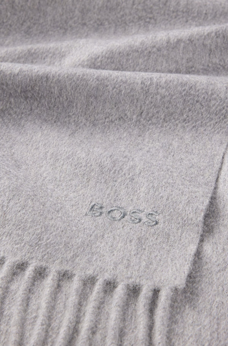 BOSS ITALIAN-CASHMERE SCARF WITH FRINGING AND EMBROIDERED LOGO outlook