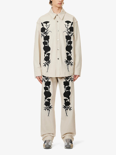Song for the Mute Floral-embroidered relaxed-fit cotton-twill shirt outlook