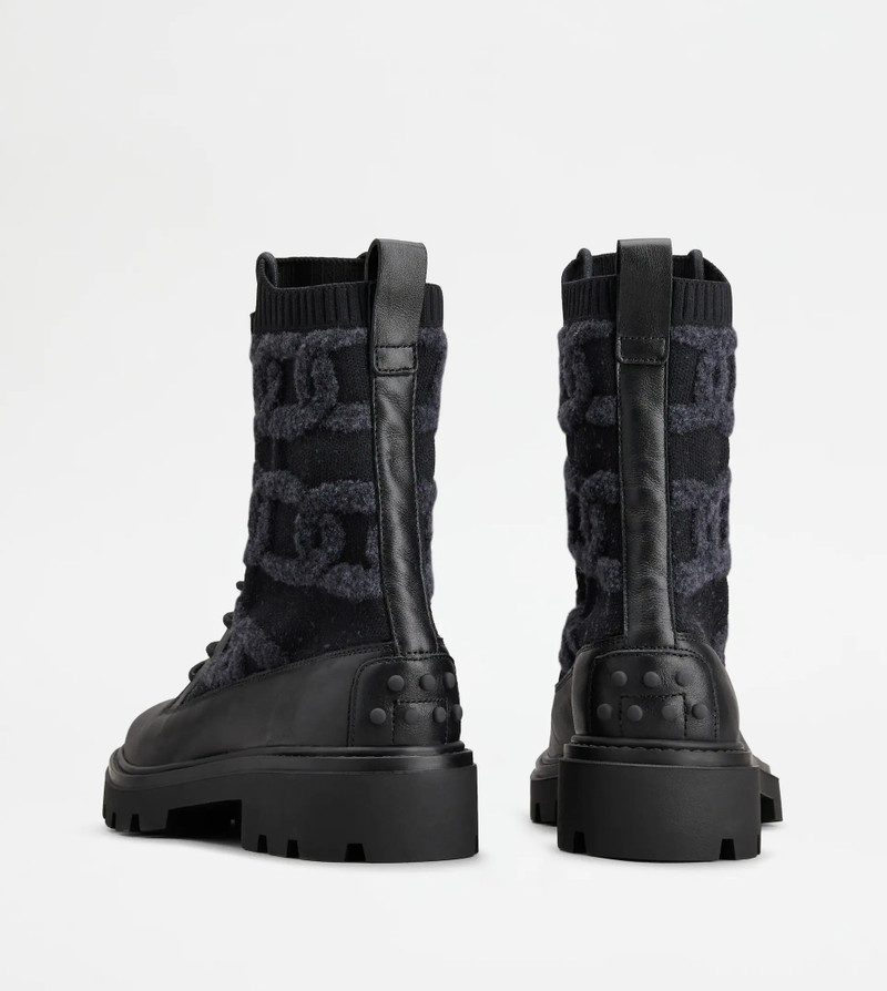 KATE COMBAT BOOTS IN FABRIC AND LEATHER - BLACK 3