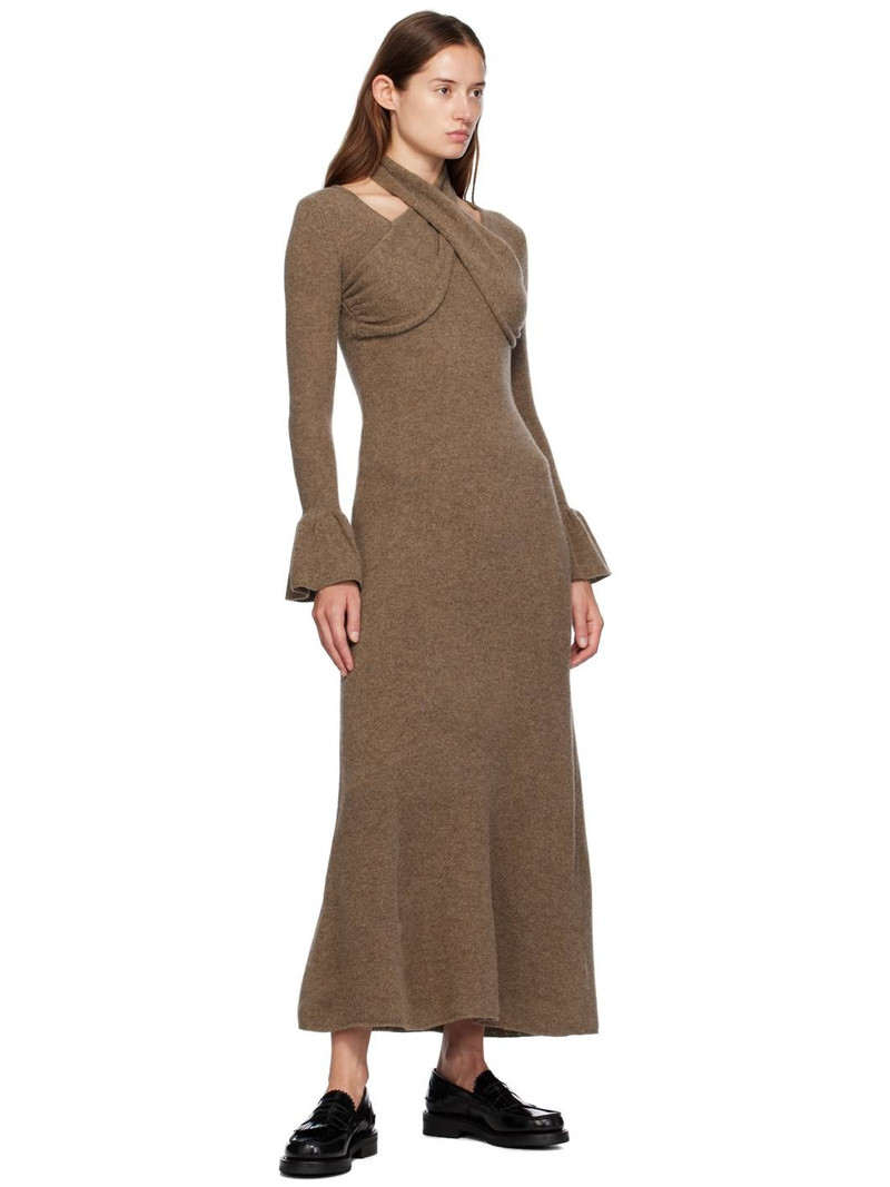rokh Brown Cross Knitted Maxi Dress outlook