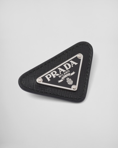 Prada Enameled triangle pin with Saffiano trim outlook