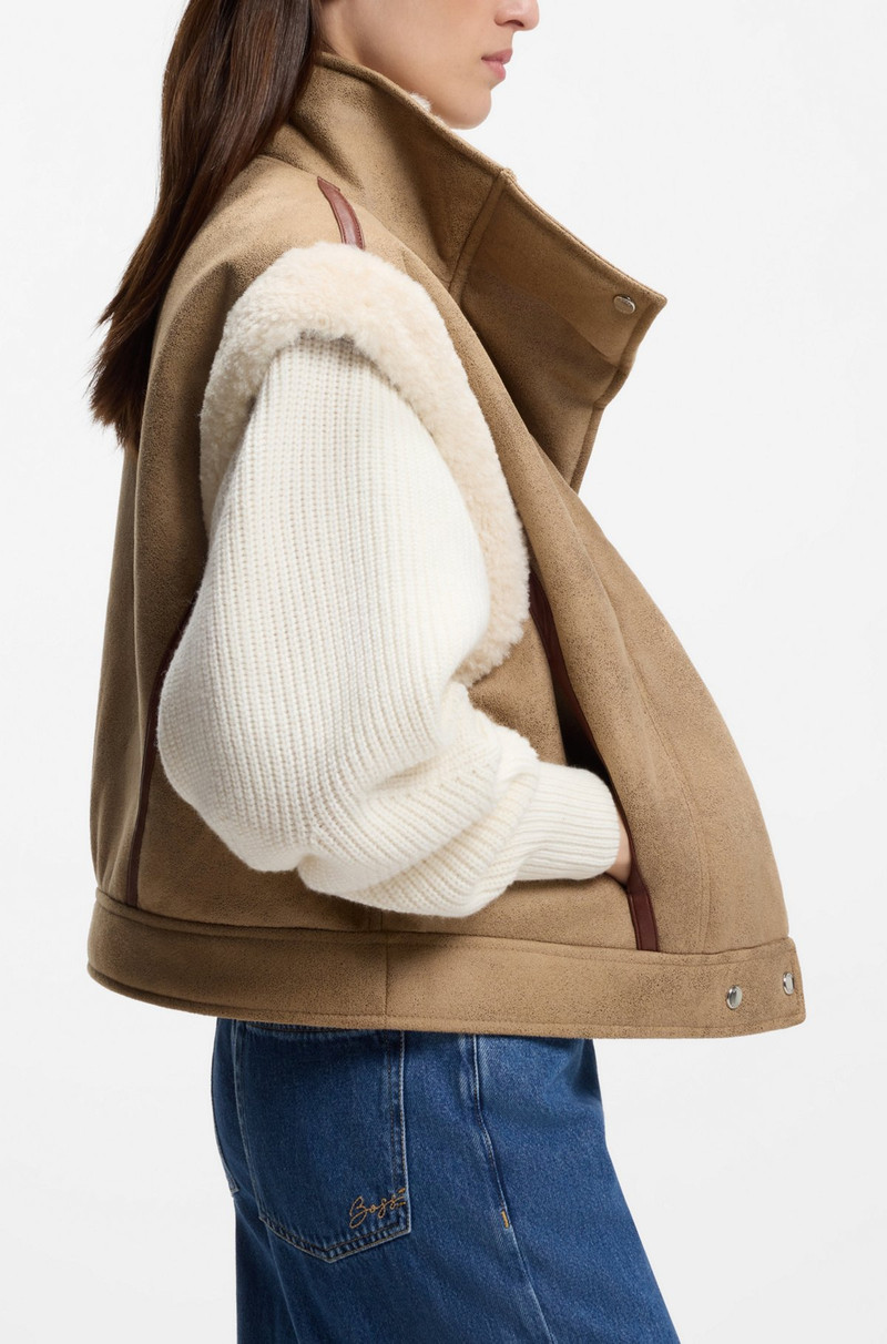 DETACHABLE-SLEEVE JACKET IN FAUX SHEARLING 6