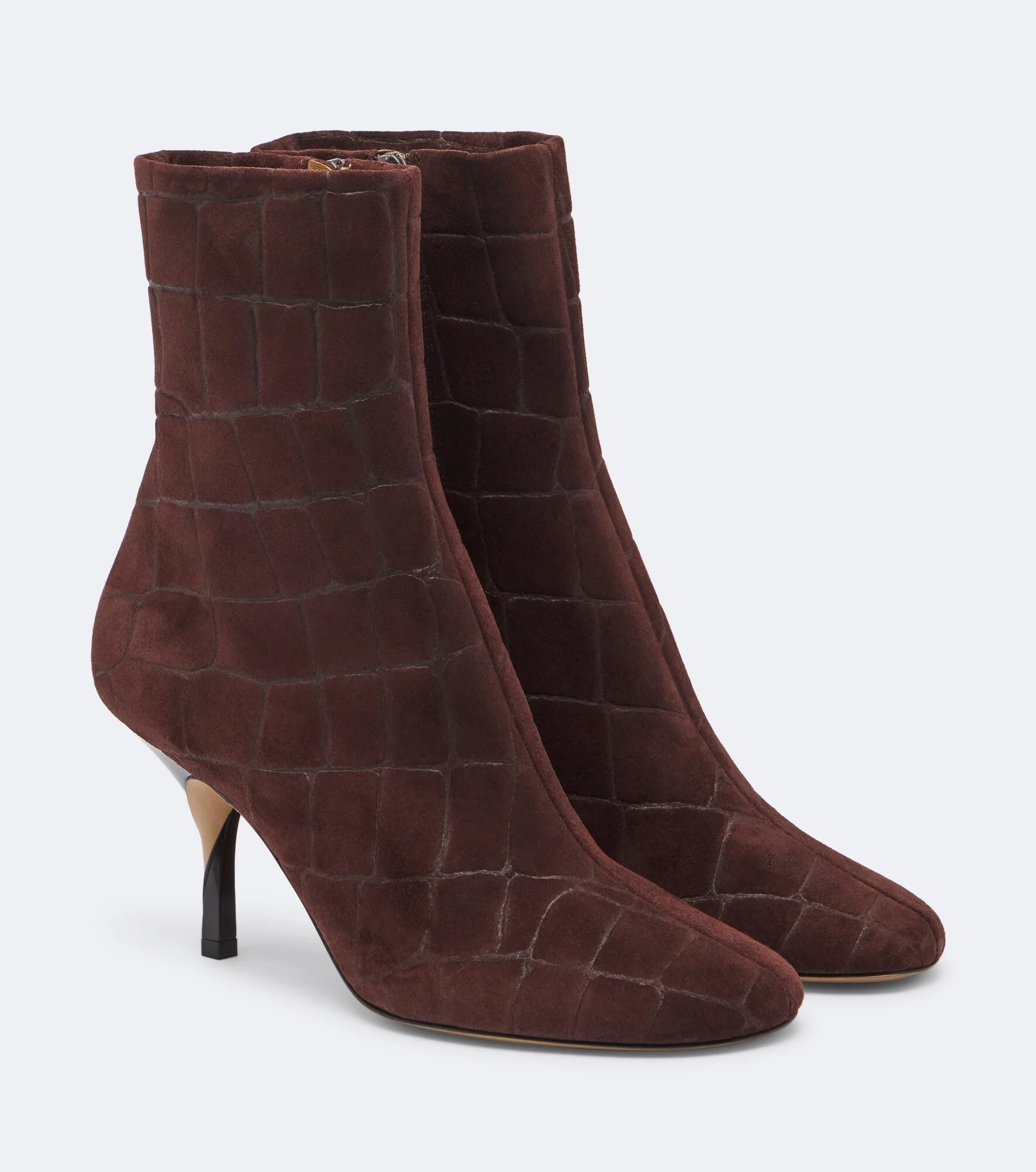 Collant croc-effect suede ankle boots - 1