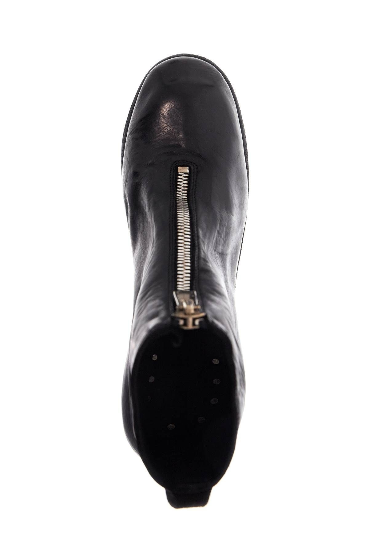 UNISEX LEATHER BOOTS IN BLACK HORSE AND CALFSKIN WITH METAL ZIP - 3