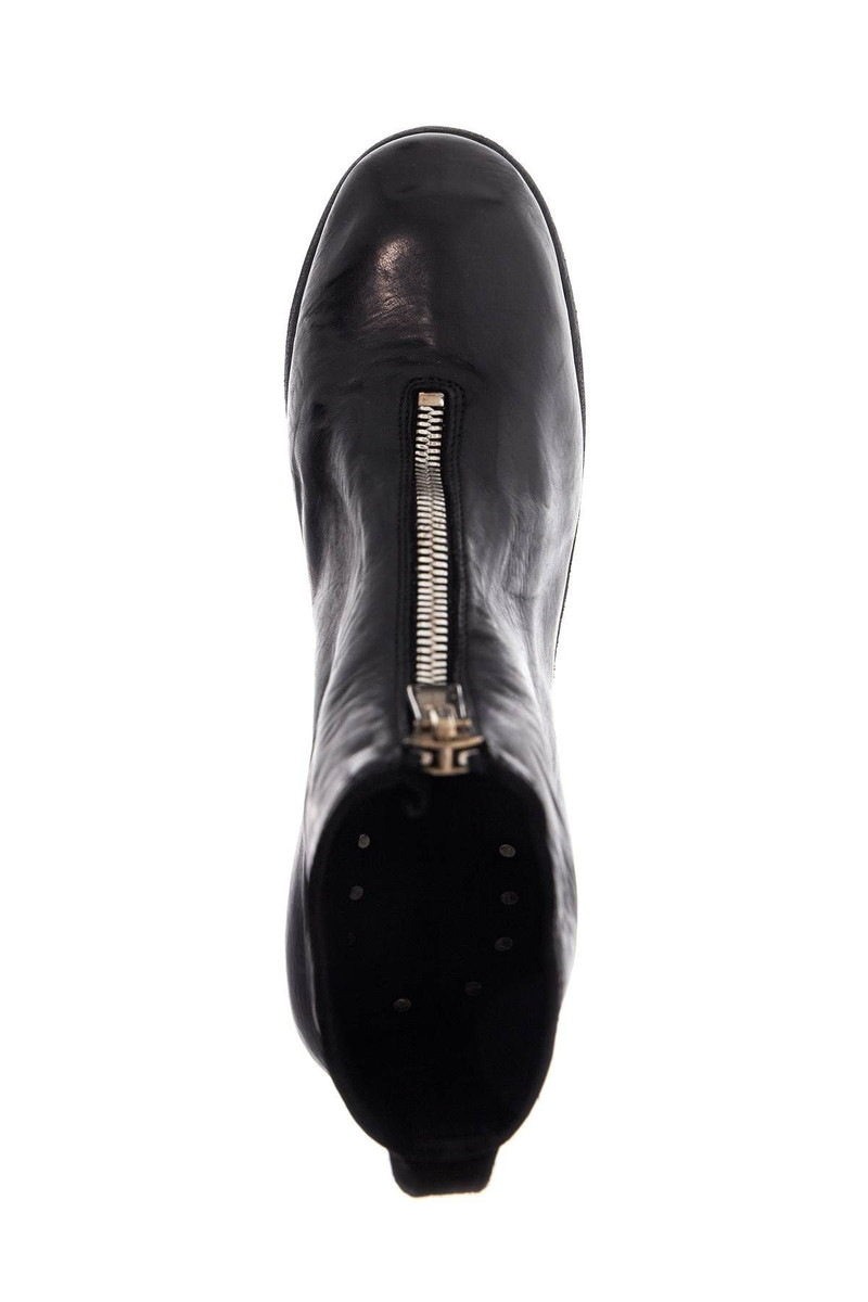 UNISEX LEATHER BOOTS IN BLACK HORSE AND CALFSKIN WITH METAL ZIP 3