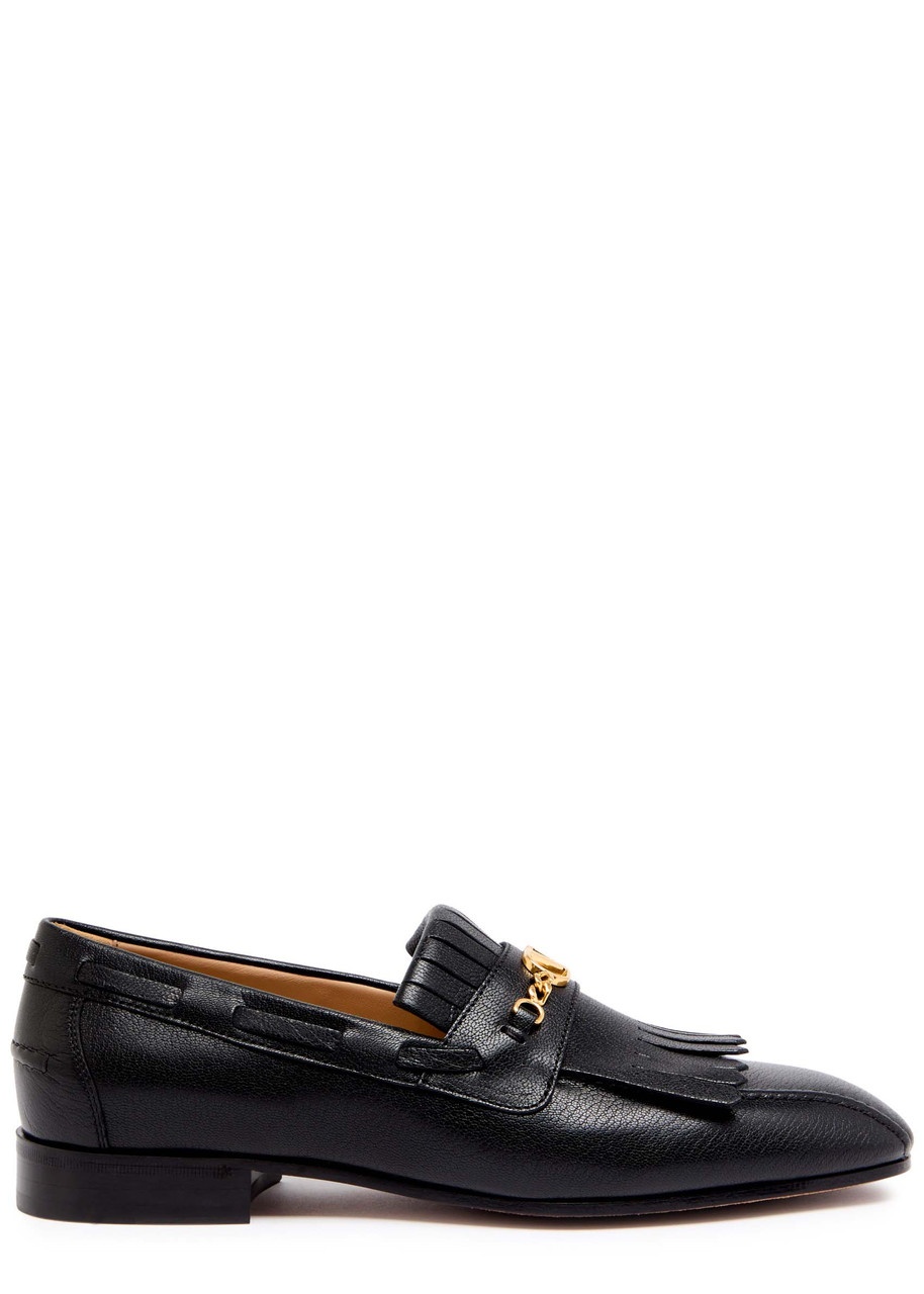 Valentino Vlogo Fringed Leather Loafers - 1