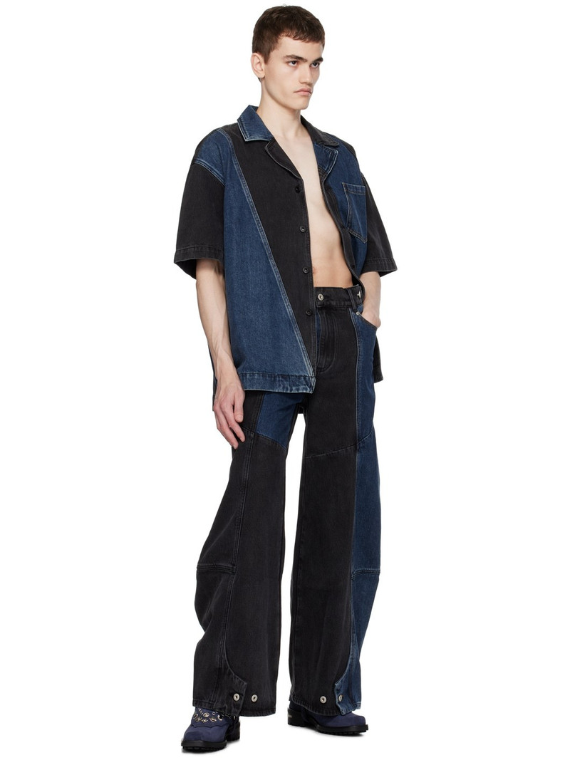 Black & Blue Paneled Jeans 4