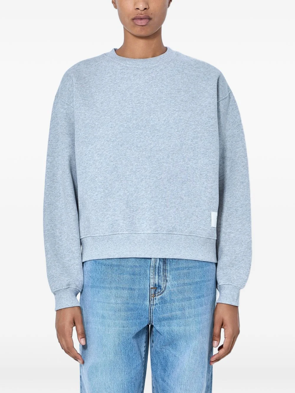 crew neck ribbed-trim sweatshirt - 1