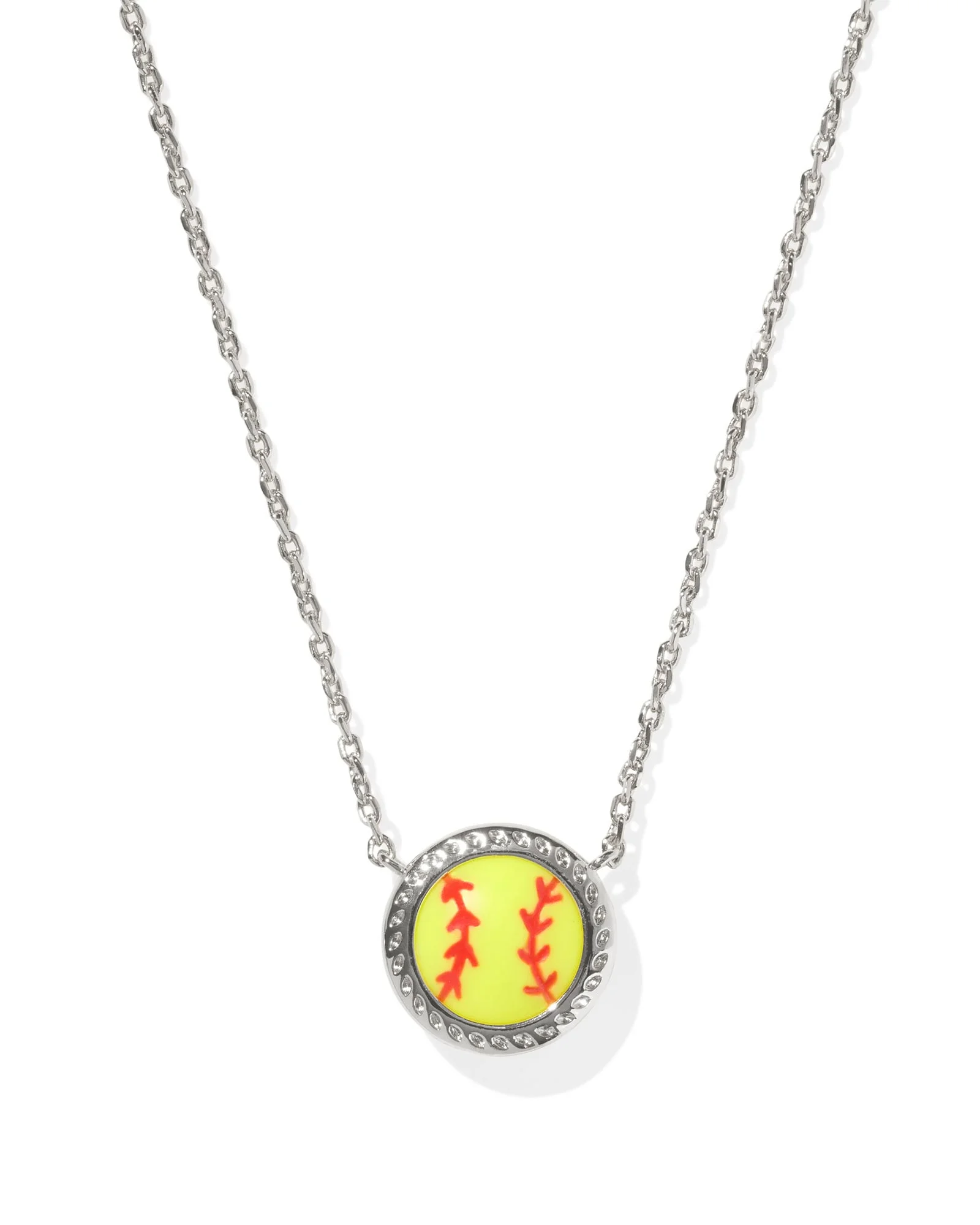 Softball Silver Short Pendant Necklace - 1