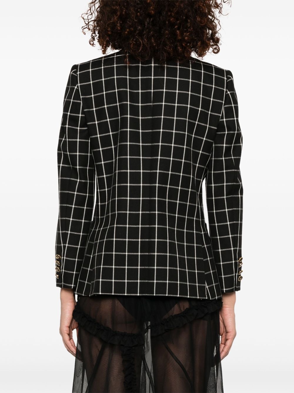 grid-pattern blazer - 4