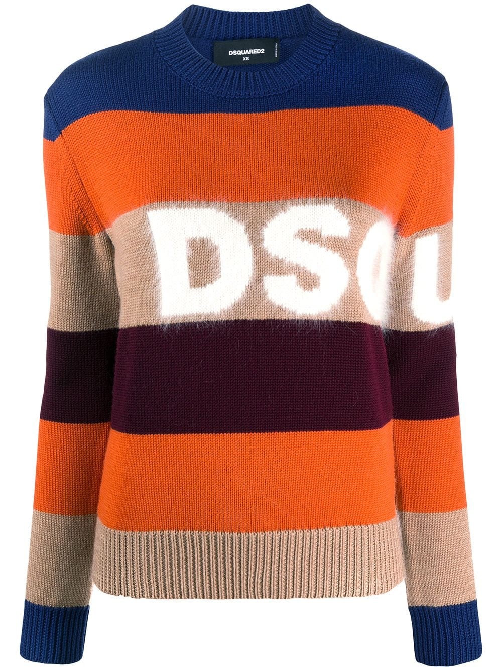 striped wool blend logo jumper - 1