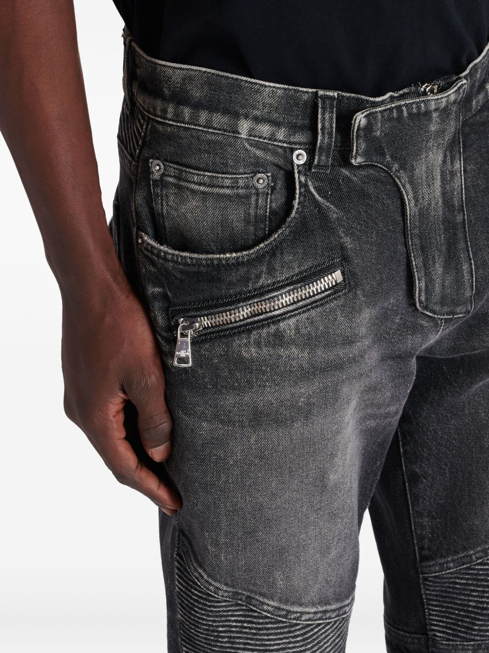 slim-fit biker jeans - 7