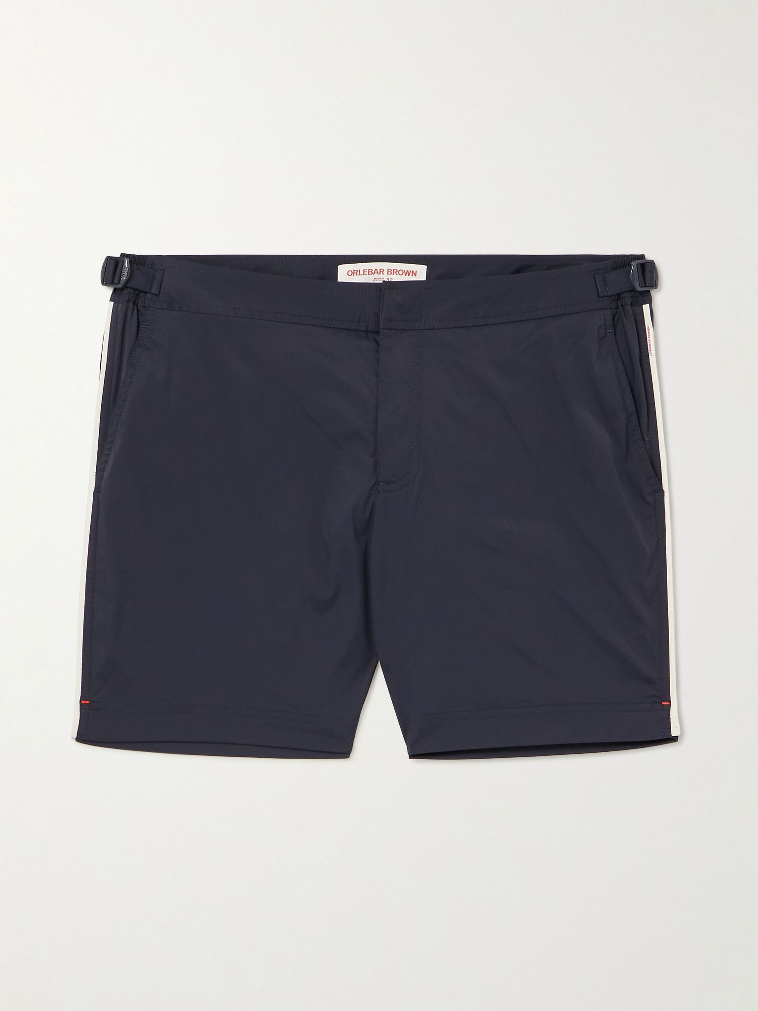 Bulldog Straight-Leg Mid-Length Striped Swim Shorts Navy - 1