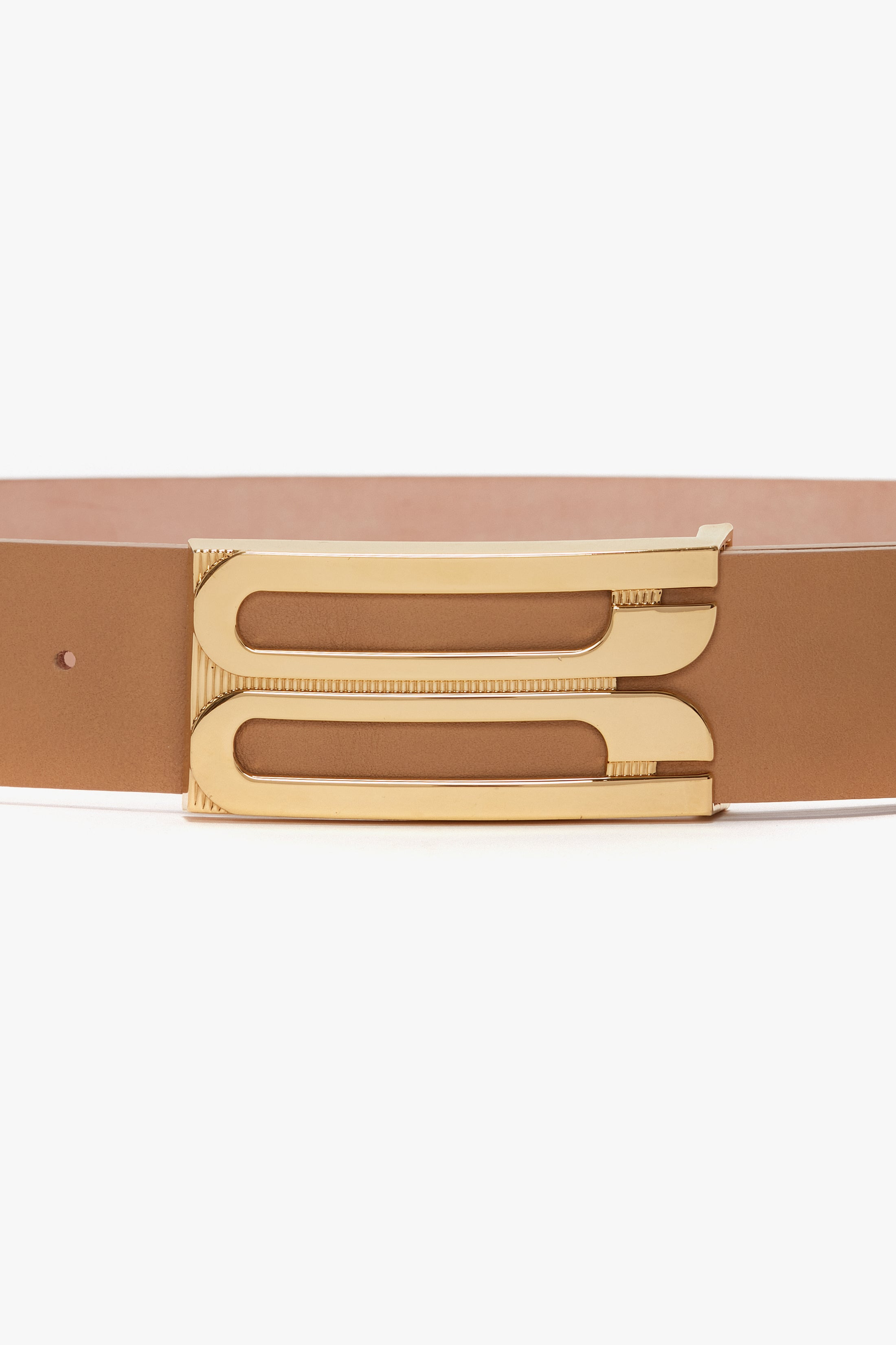 Jumbo Frame Belt In Camel Leather - 4