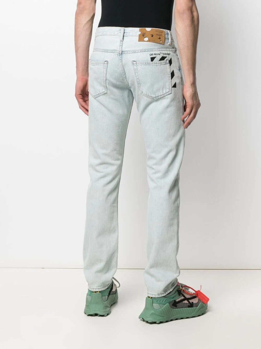 diagonal stripe slim-fit jeans - 6