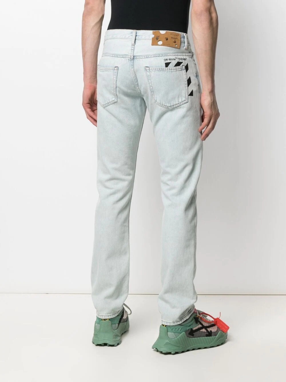 diagonal stripe slim-fit jeans - 4