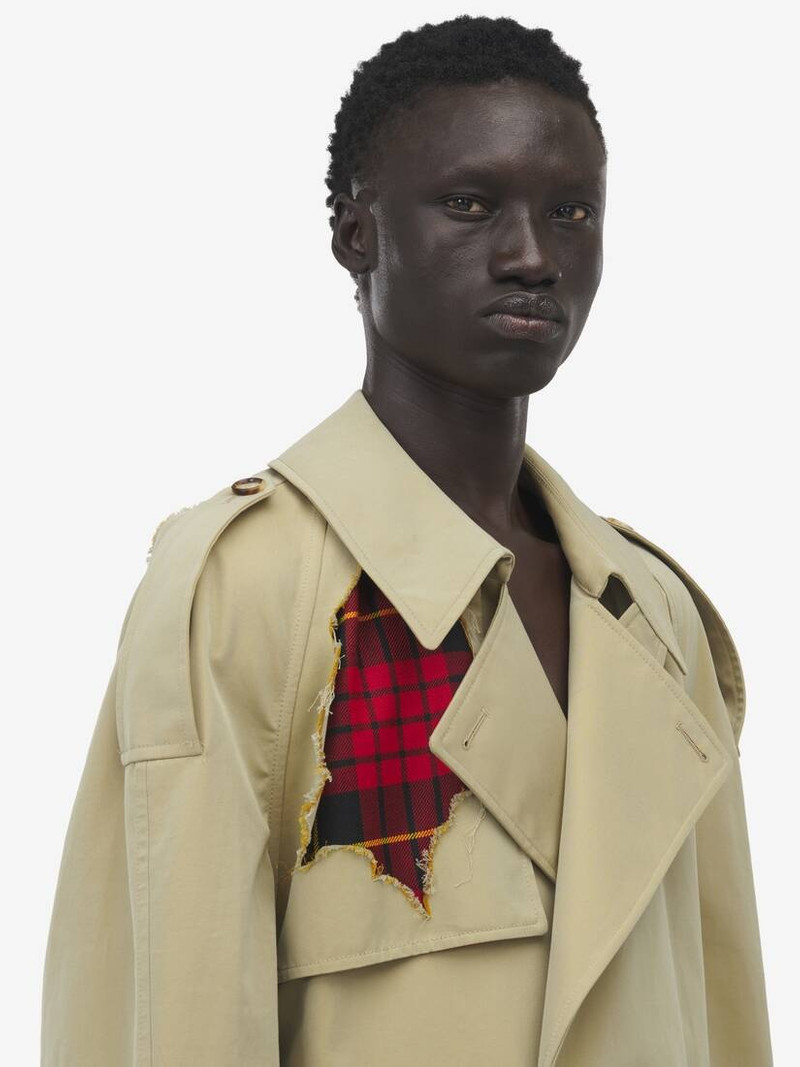 Distressed Tartan Trench Coat 5