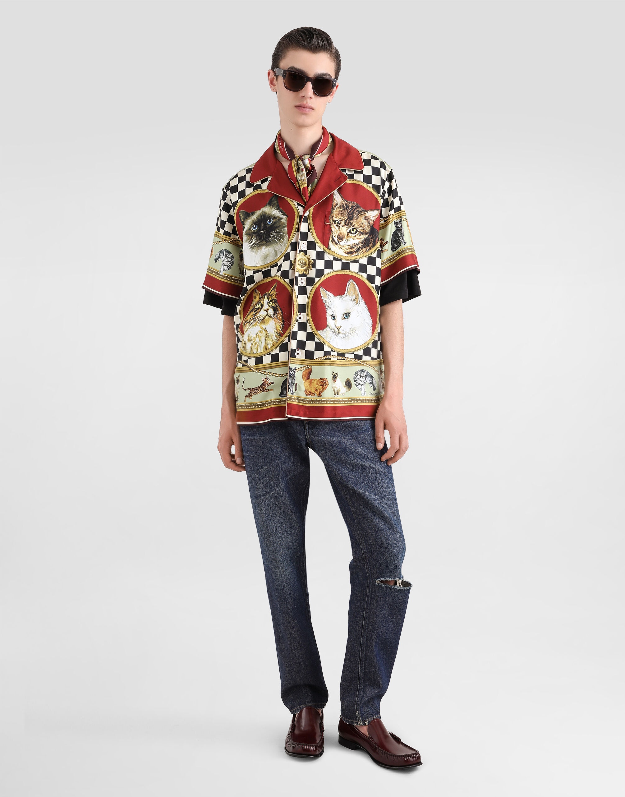 Silk shirt with cat print - 2