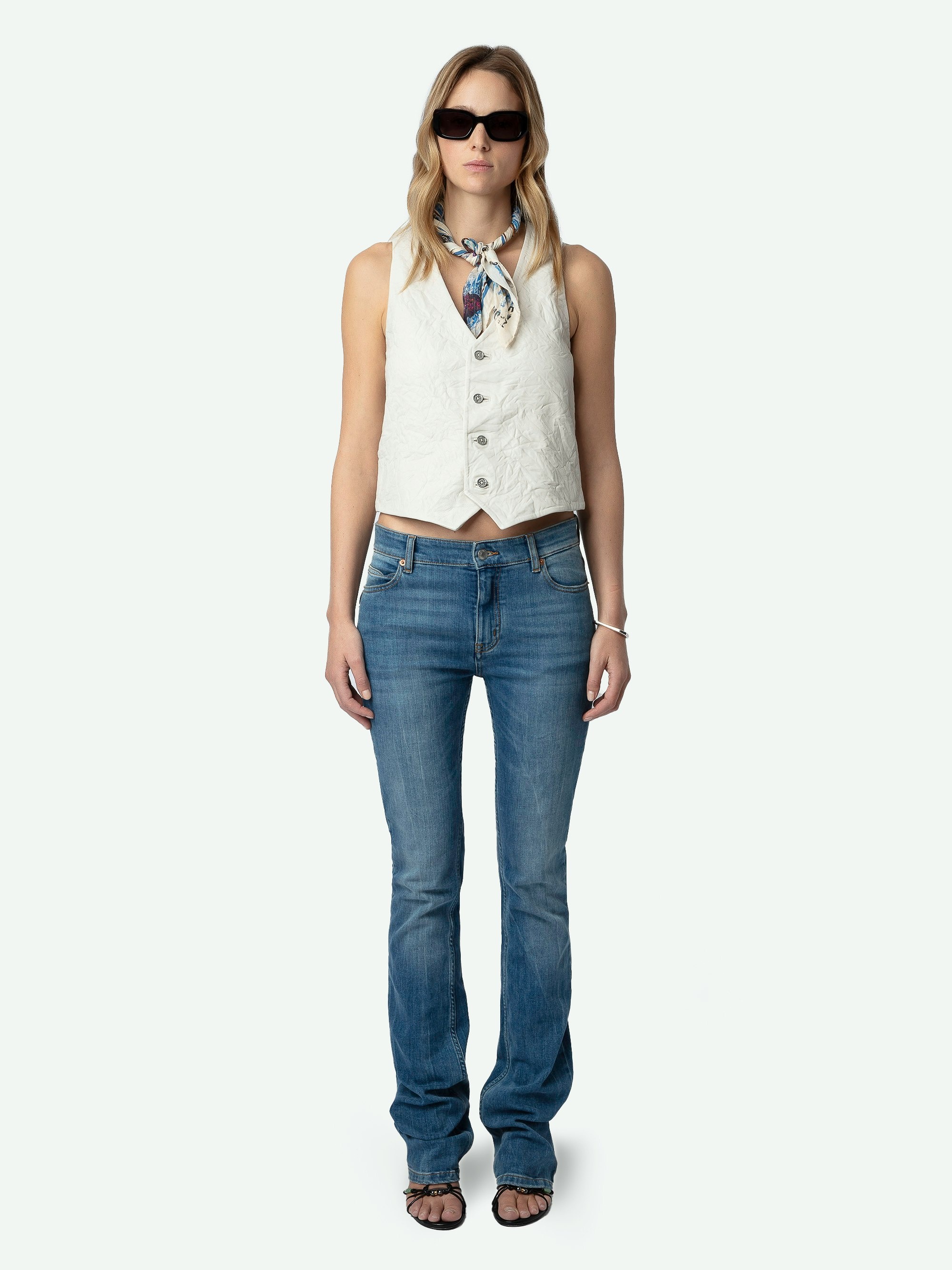 Emilie Crinkled Leather Waistcoat - 2