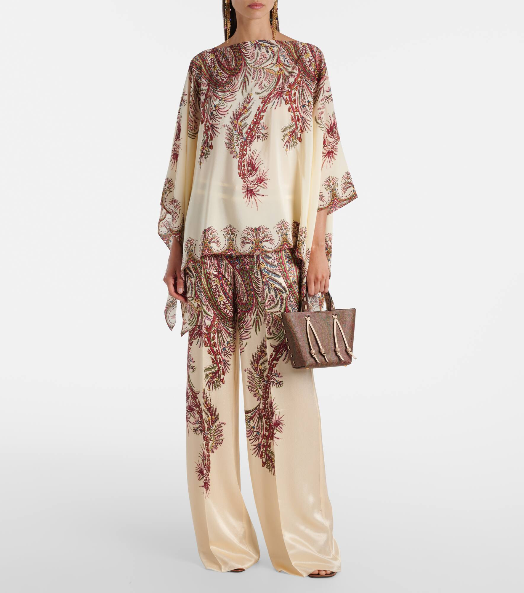 Paisley satin palazzo pants - 2
