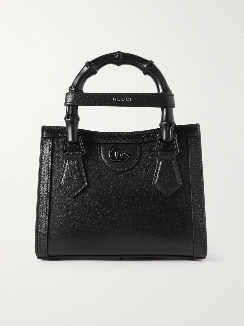 Diana mini textured-leather tote Black 1