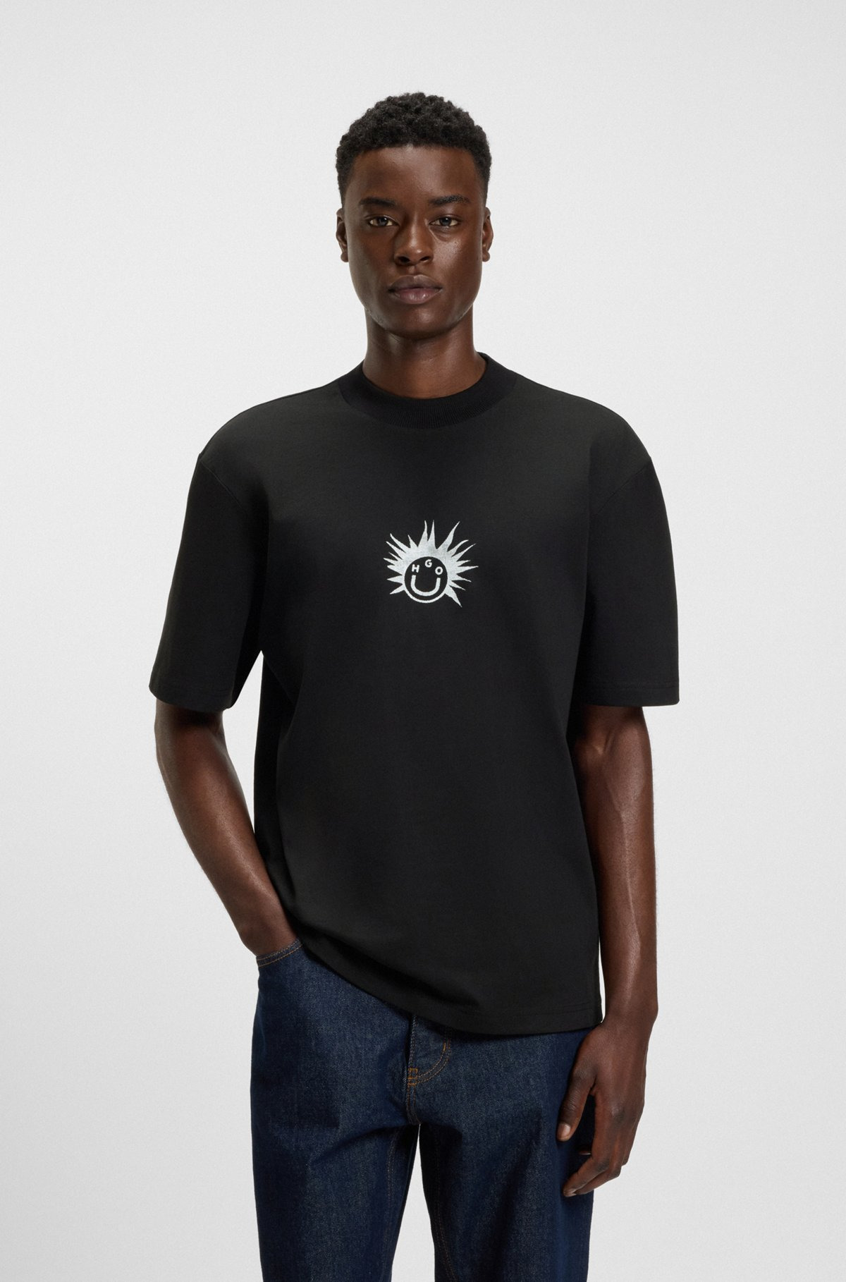 COTTON-JERSEY T-SHIRT WITH HAPPY HUGO ARTWORK - 2