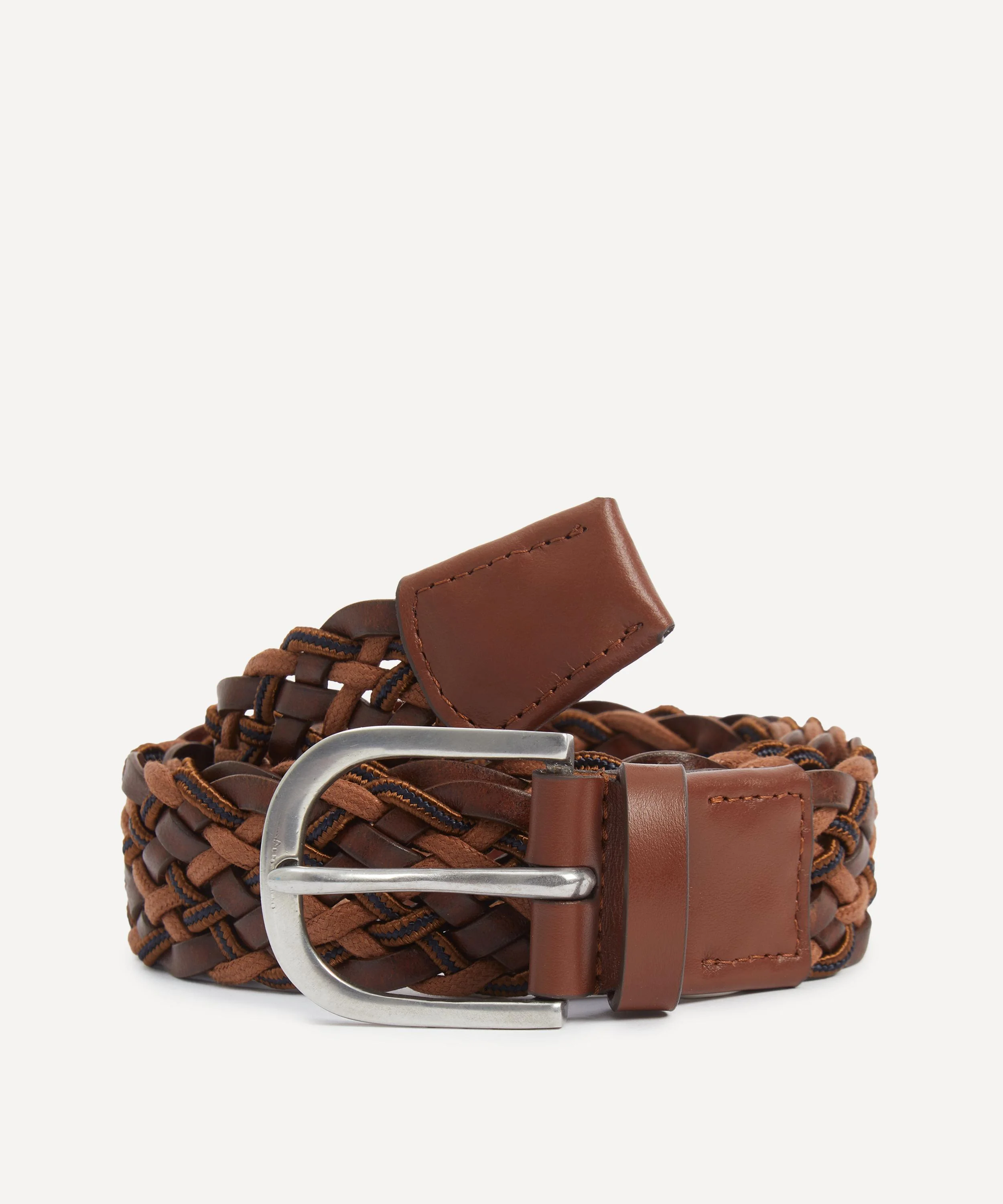Dark Brown Leather Mixed Weave Belt - 1