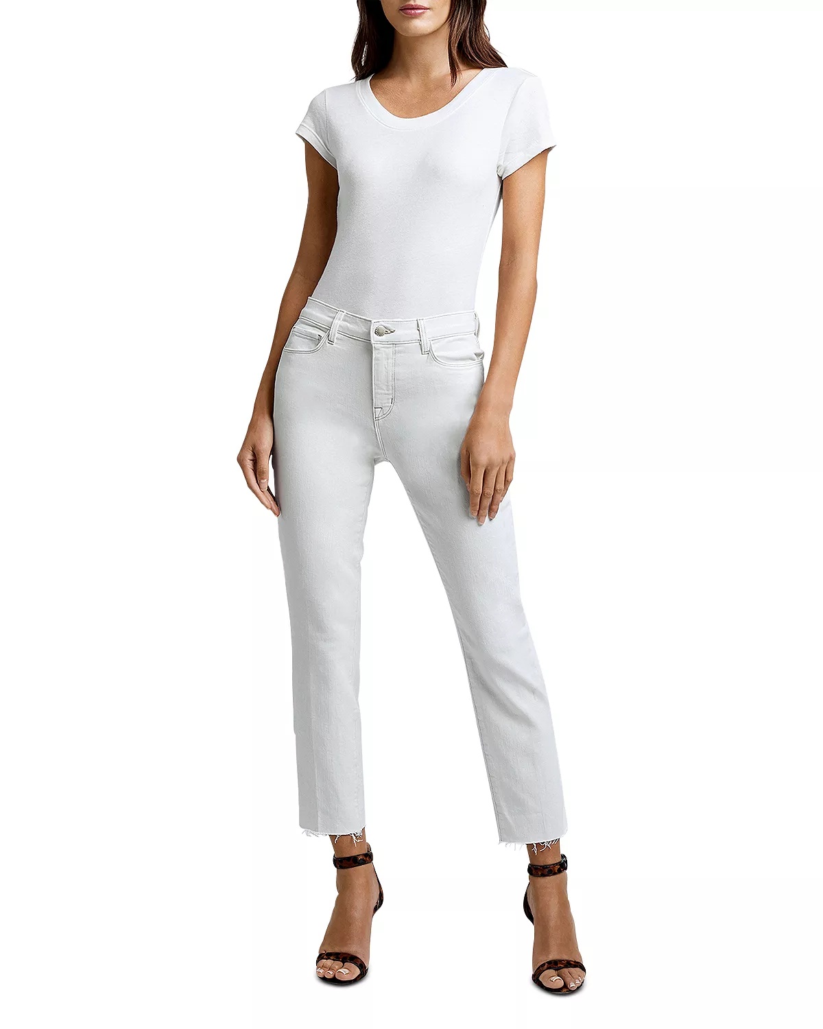 Sada High Rise Crop Slim Jeans in Macadamia - 3