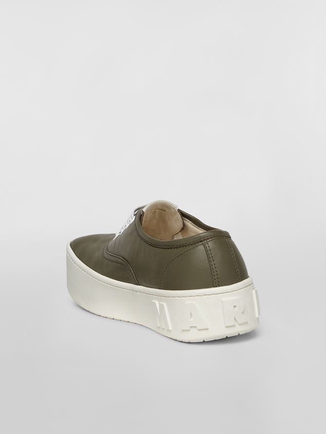 GREEN SMOOTH CALFSKIN SNEAKER WITH RAISED MAXI MARNI LOGO - 3