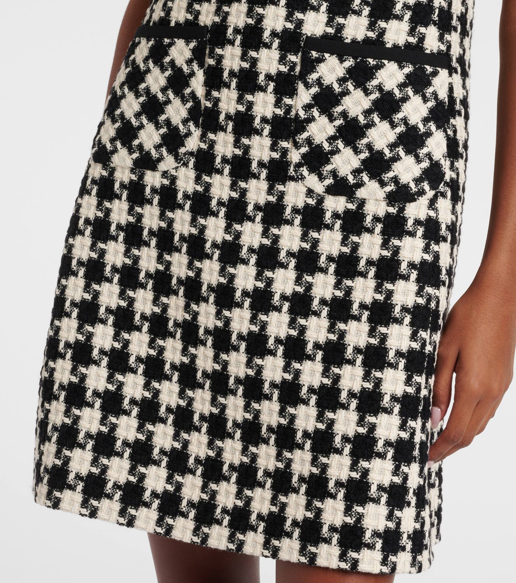 Bow-detail houndstooth tweed minidress - 5