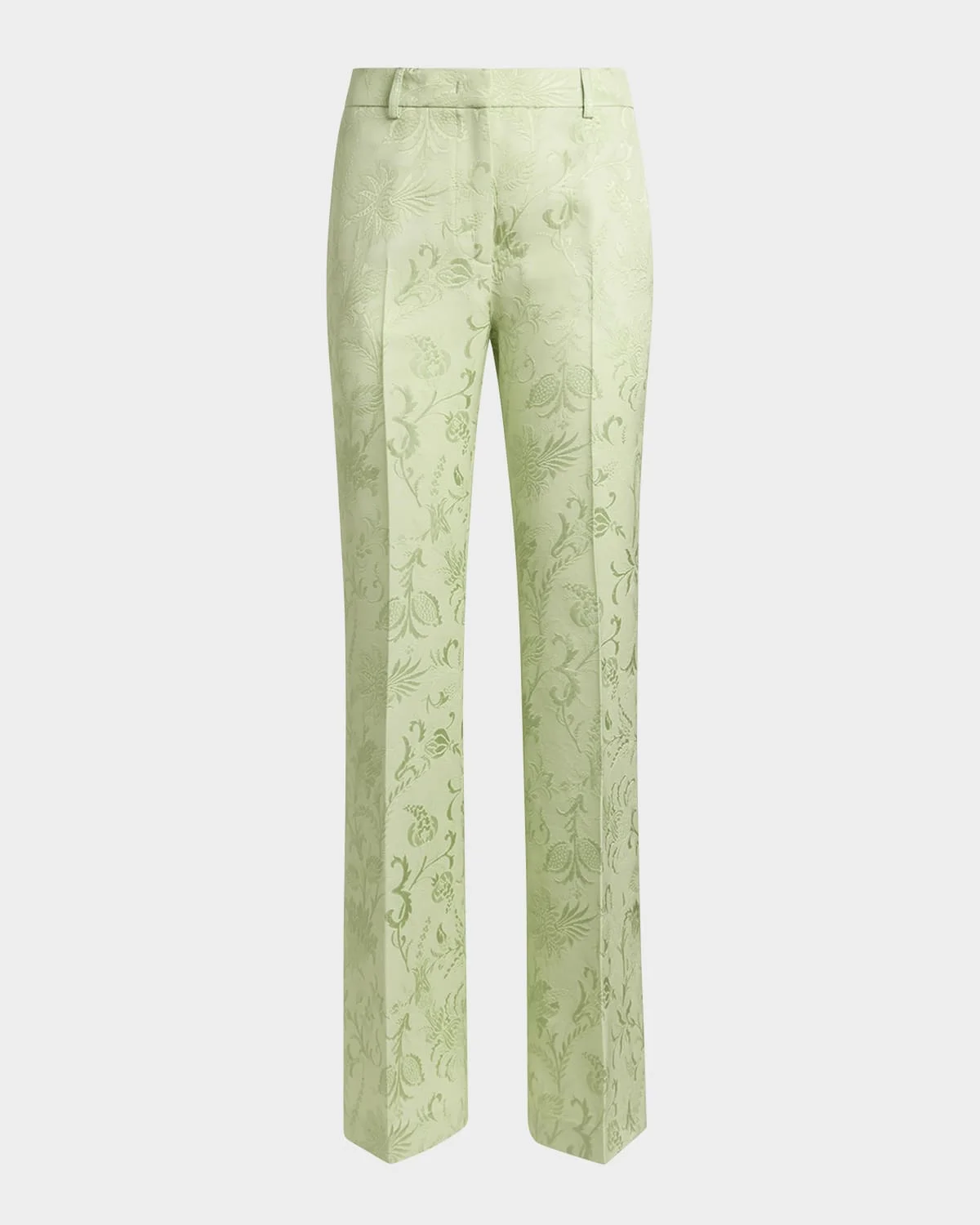 Floral Jacquard Straight-Leg Trousers - 1