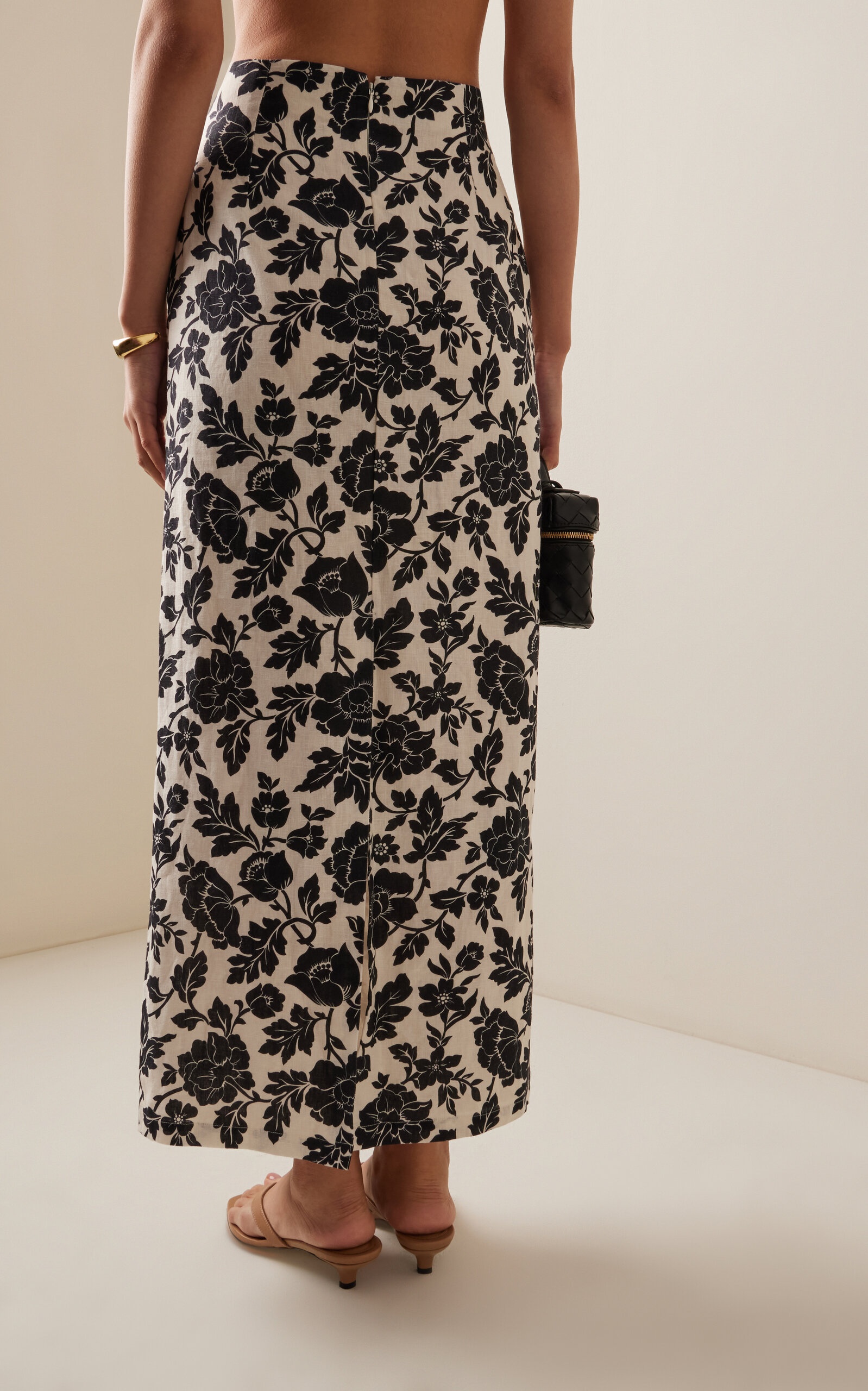Romeo High-Waisted Linen Column Maxi Skirt black - 4