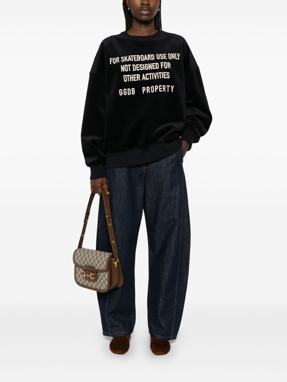 embroidered-lettering sweatshirt - 3