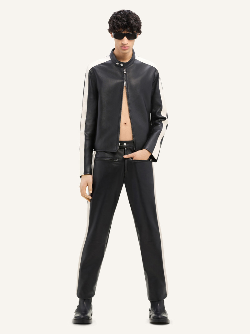 courrèges CONTRAST BAND BIKER LEATHER PANTS outlook