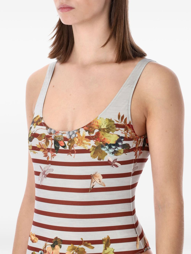 Jean Paul Gaultier striped floral swimsuit outlook