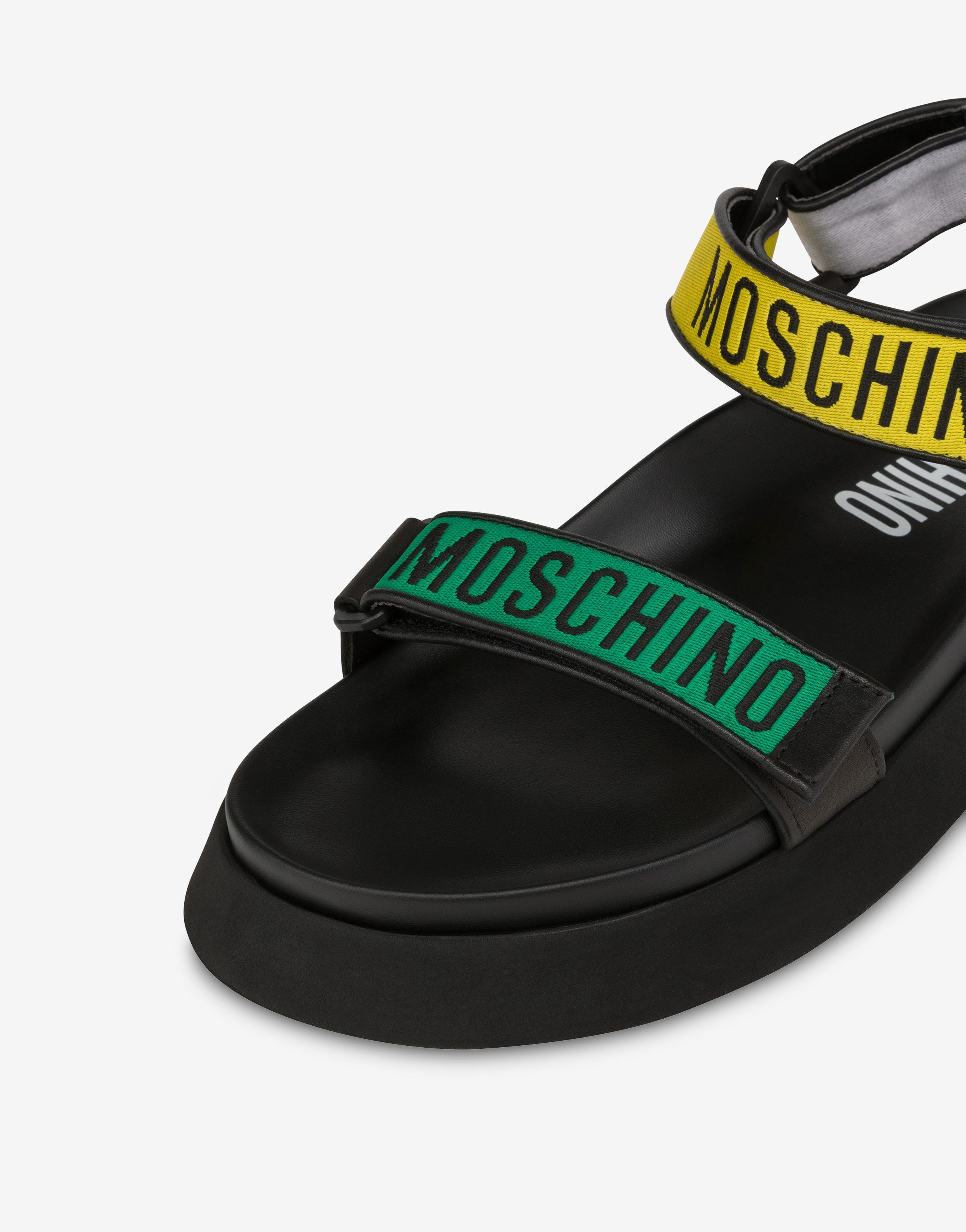 MULTI LOGO TAPE PLATFORM SANDALS - 4