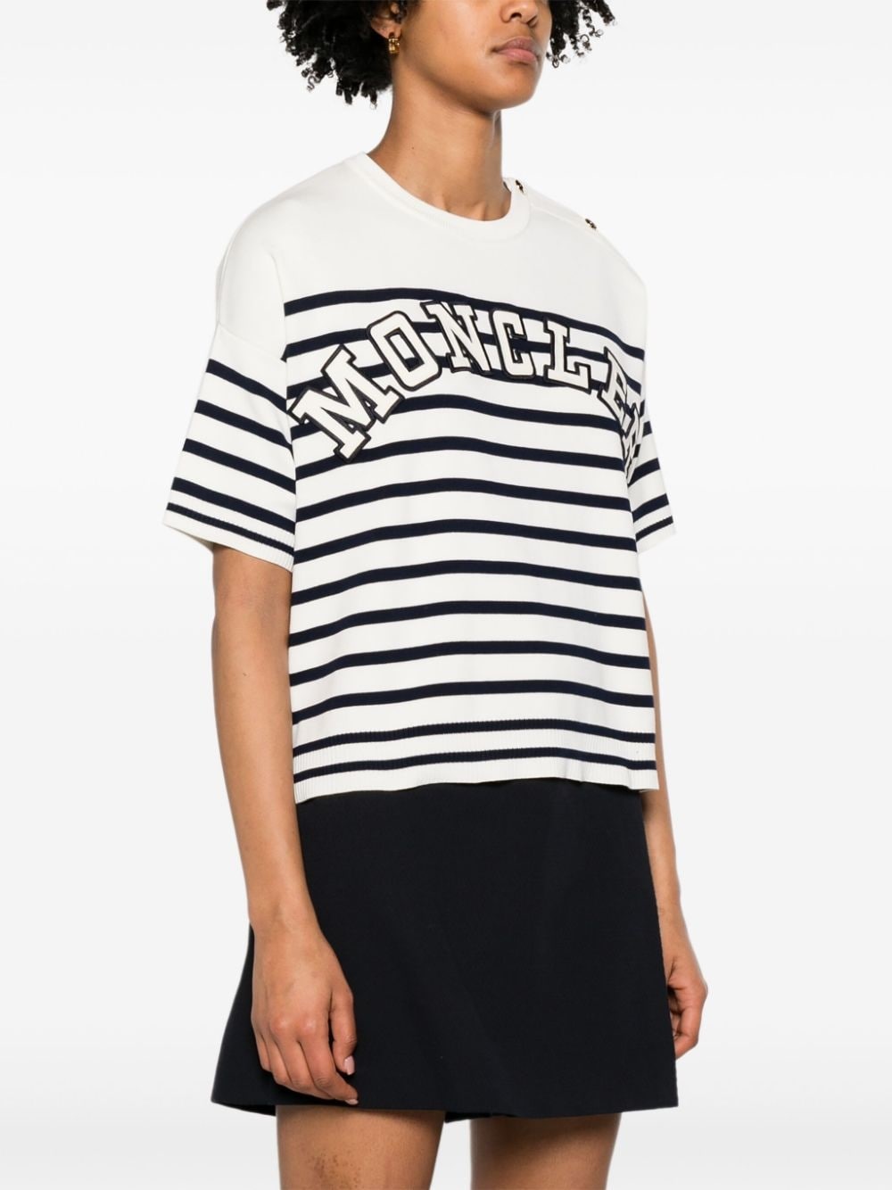 logo-patch striped knitted top - 3
