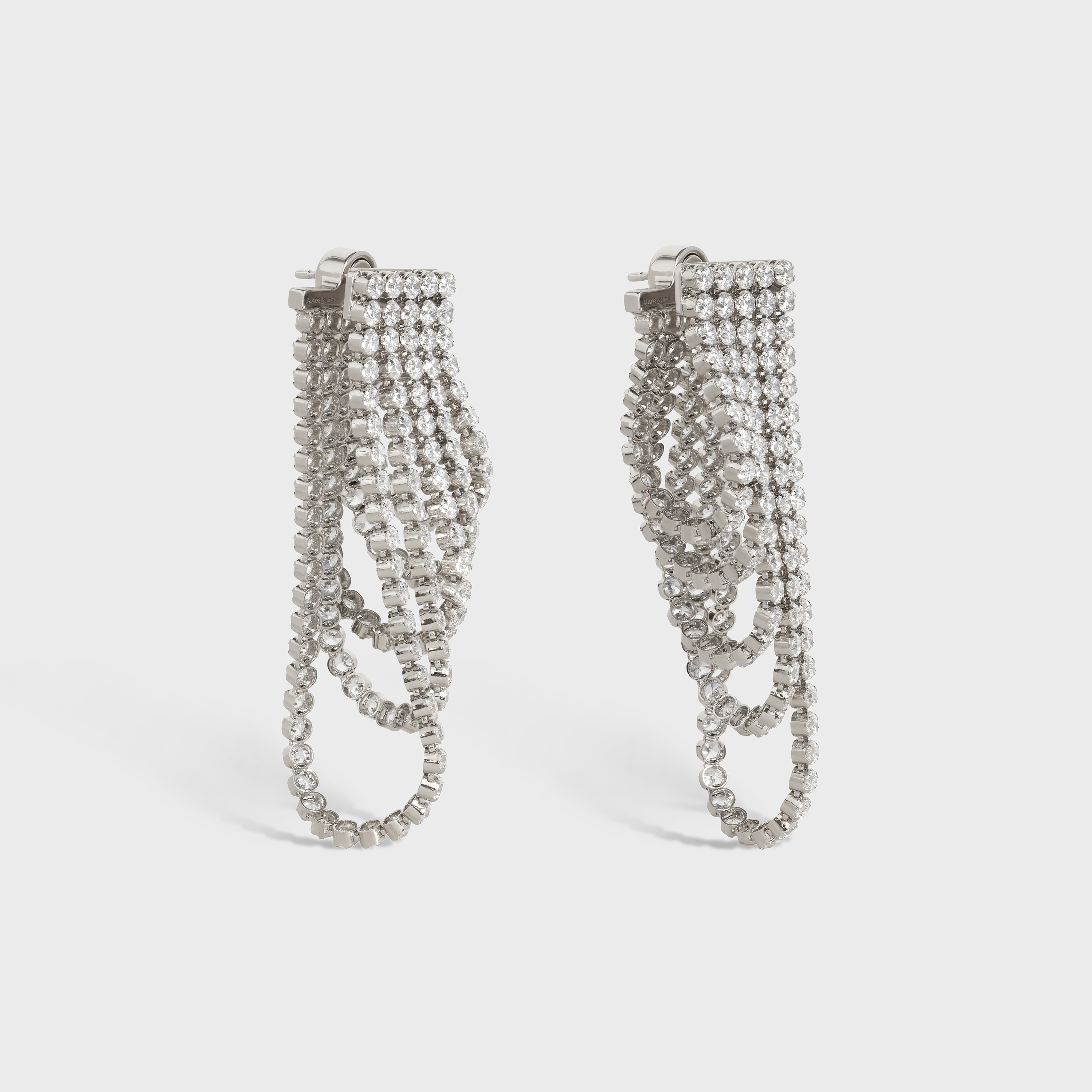 Edwige Cascade Earrings in Brass with Rhodium  Finish and Crystals - 2