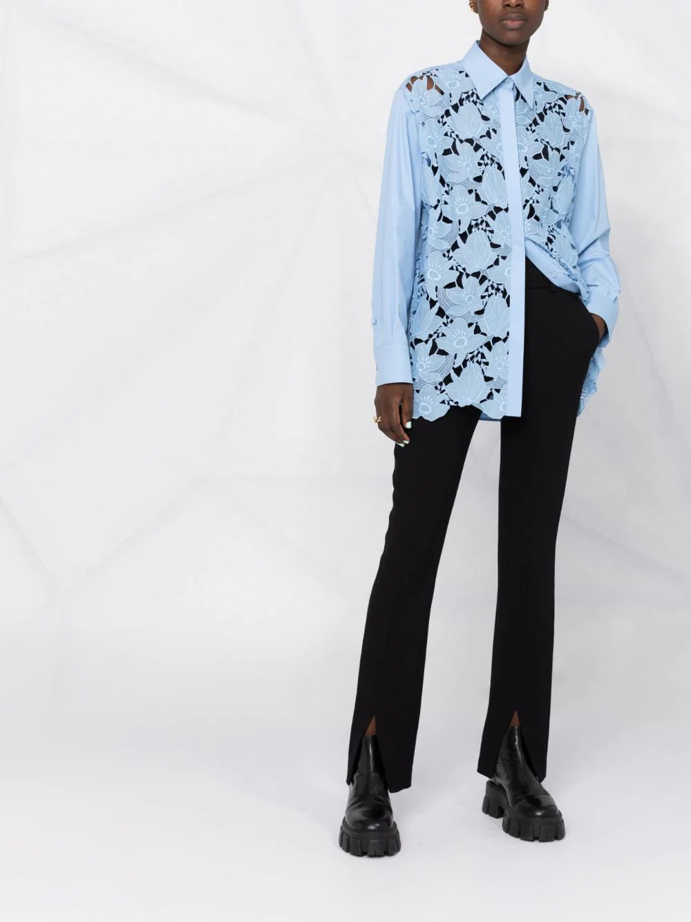 long-sleeve lace shirt - 2