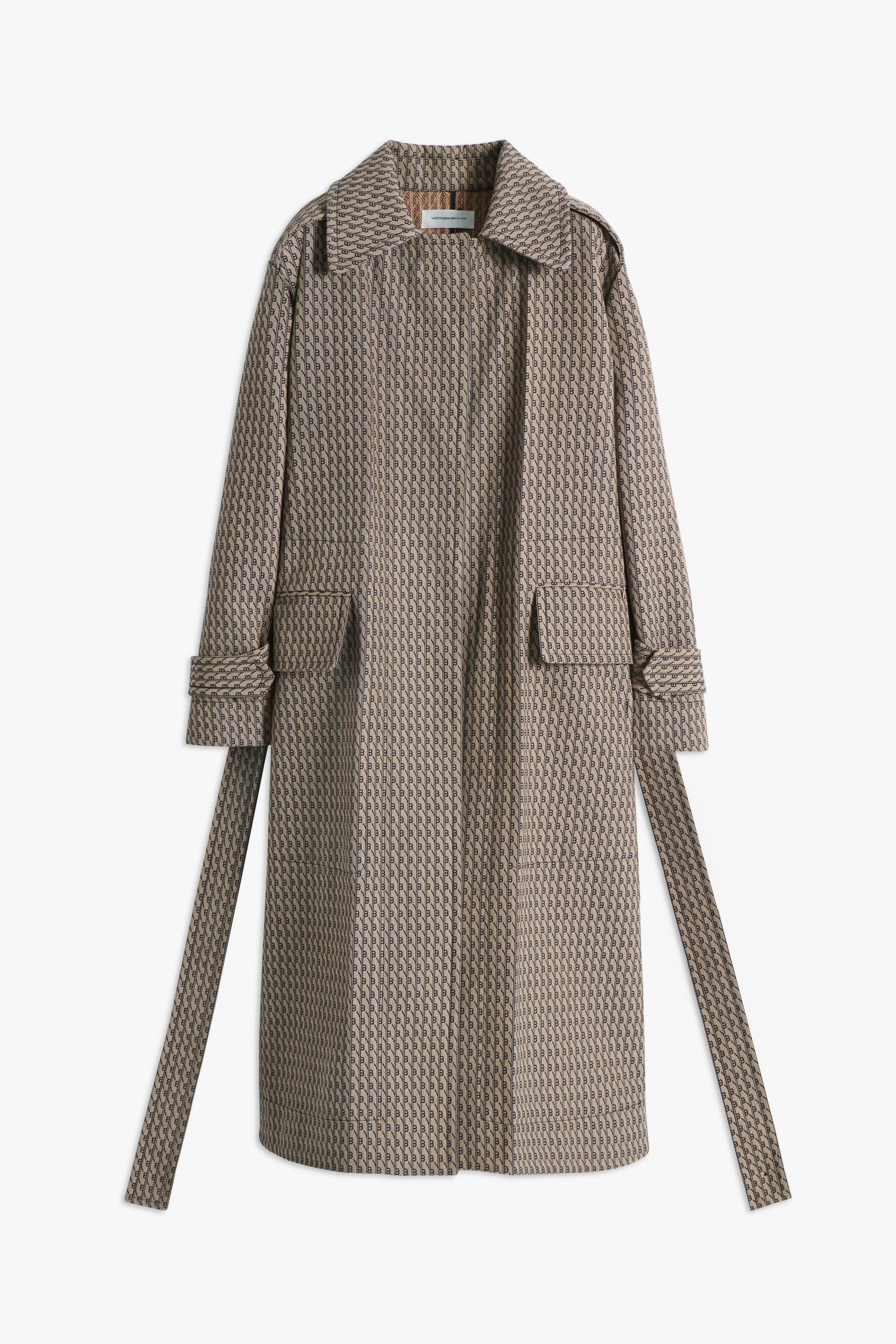 Monogram Coat in Camel-Navy - 1
