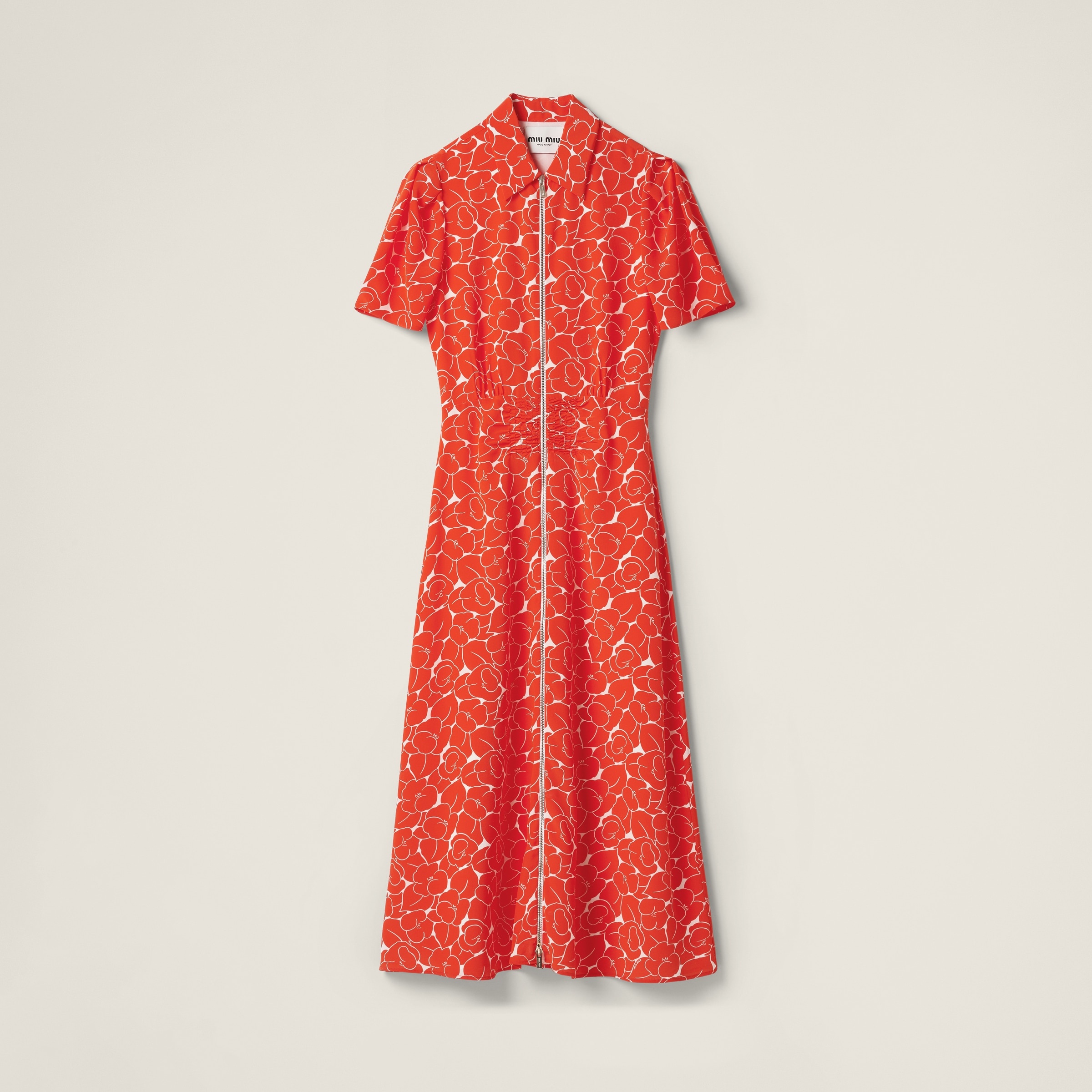 Floral crepe de chine midi-dress - 1