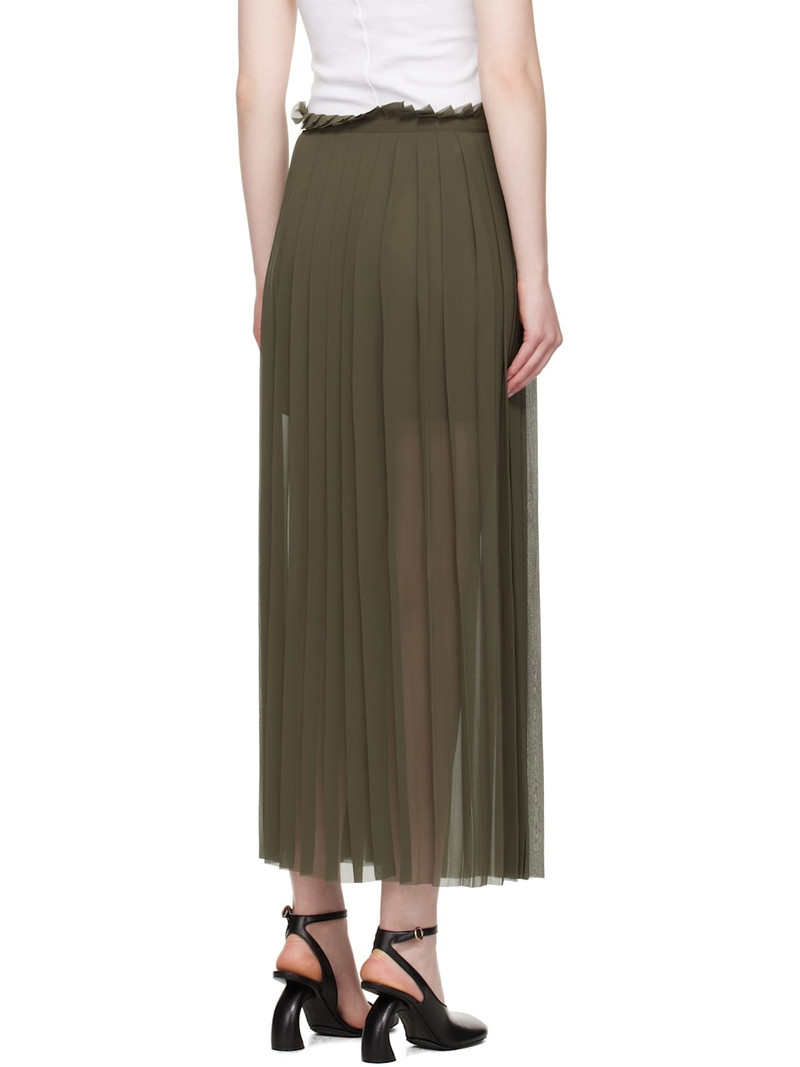 Khaki Pleated Midi Skirt 3