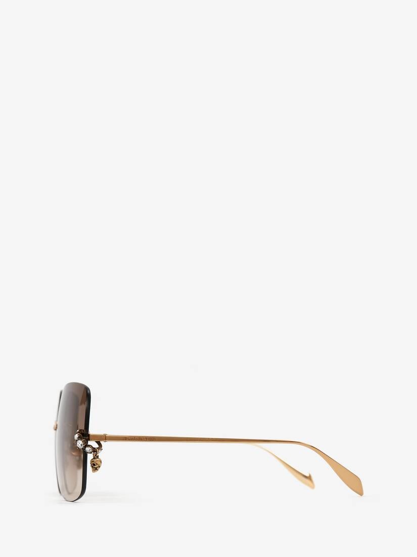 Women's Skull Pendant Jewelled Sunglasses in Antique Gold - 2