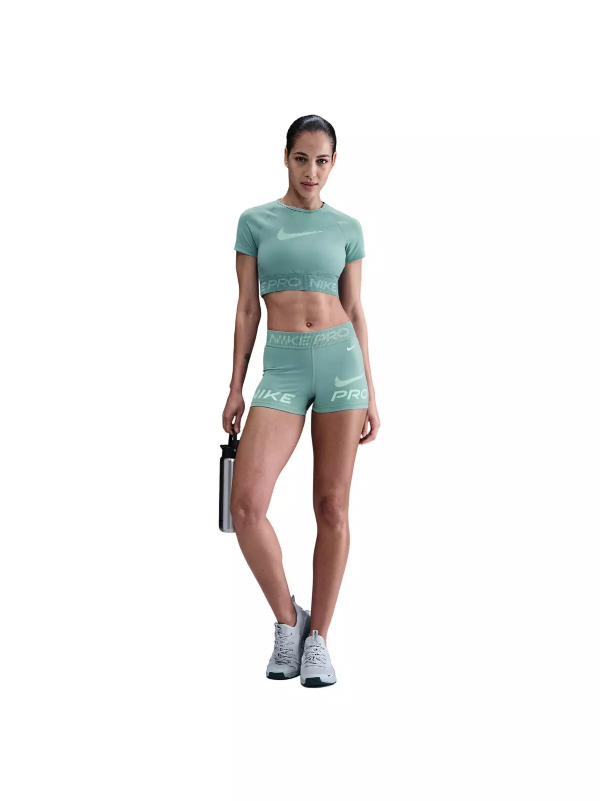 Women's Pro Dri-FIT Short-Sleeve Cropped Graphic Top -Green - 4
