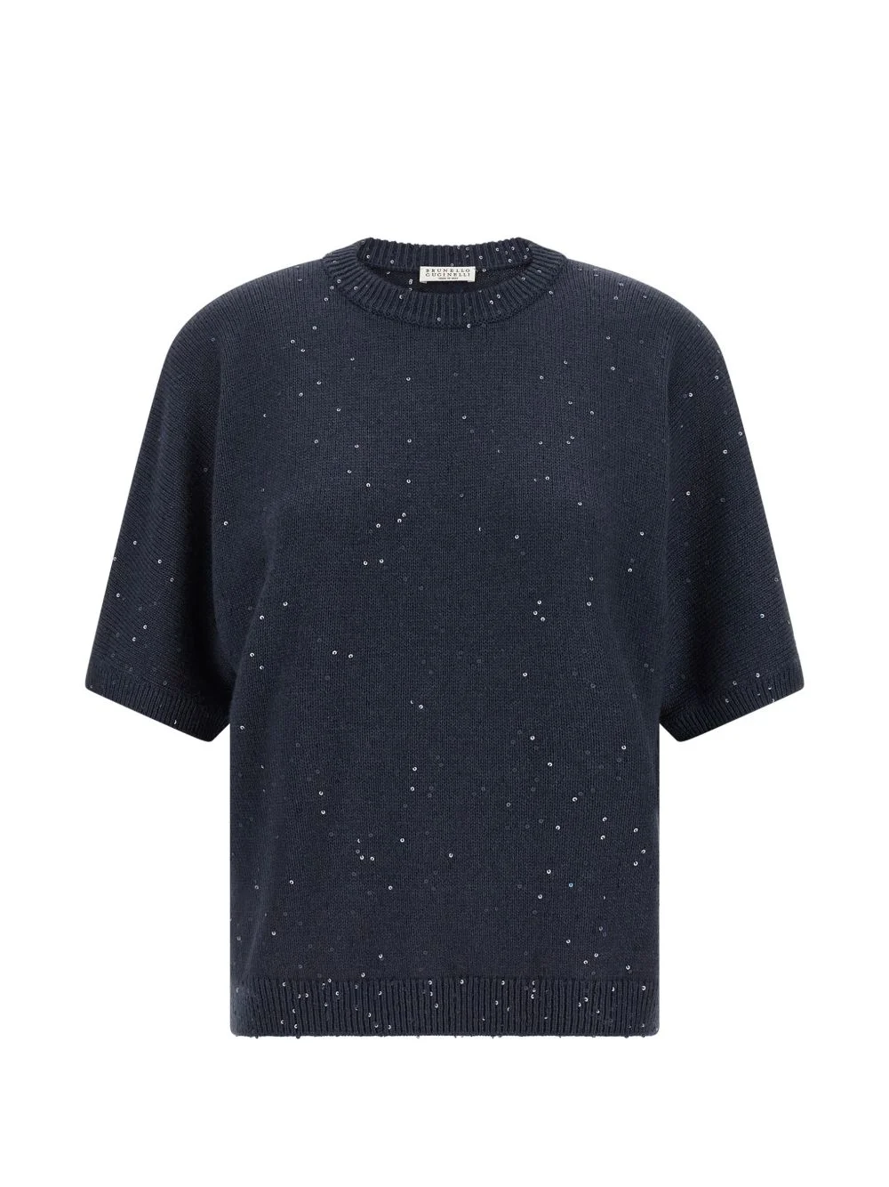 sequin-embellished short-sleeve sweater - 1