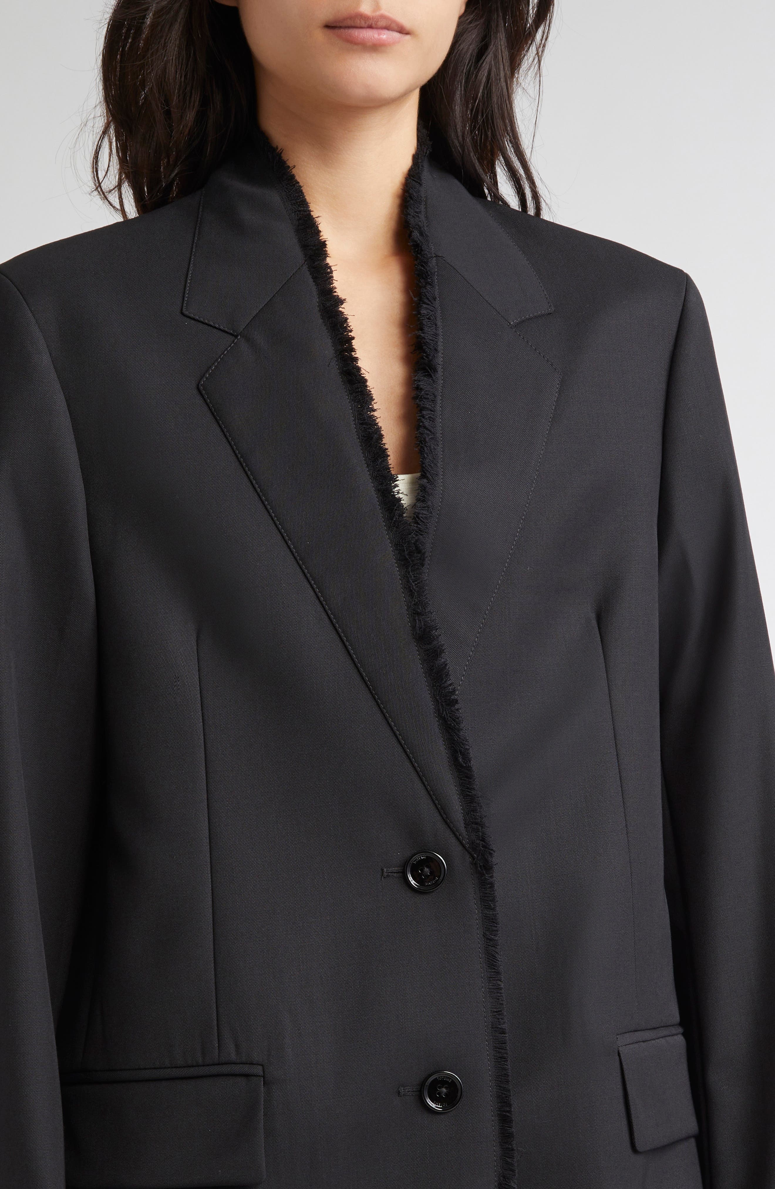 TOTEME Raw Lapel Blazer in Black at Nordstrom - 4