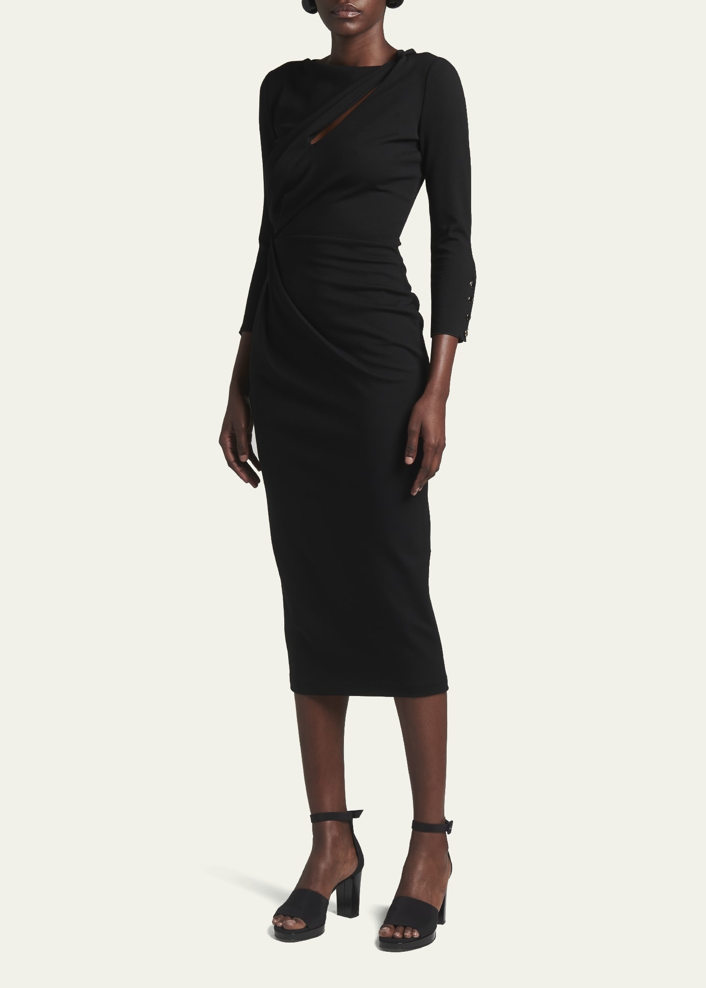 Asymmetric Keyhole Midi Dress - 4