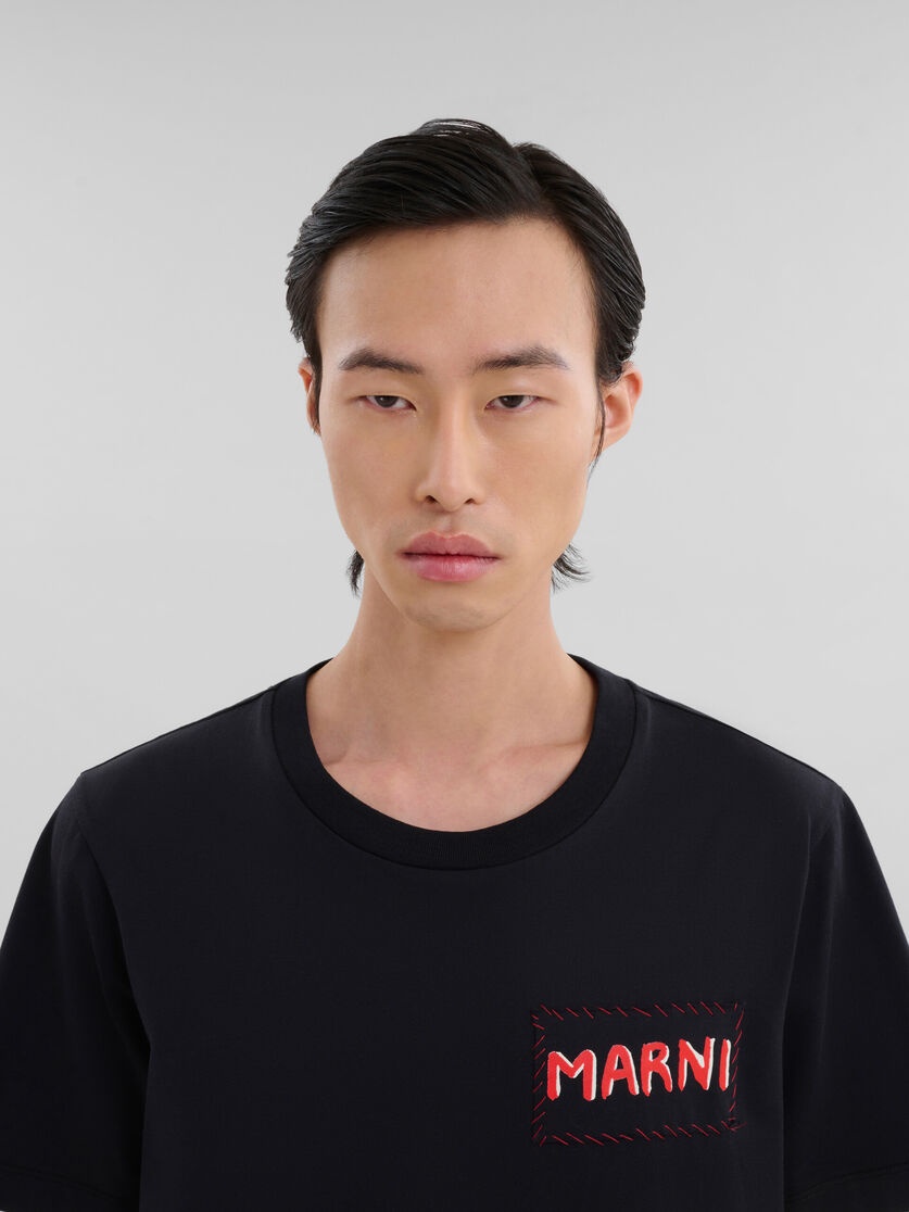 Marni logo-patch Cotton T-shirt | Blue | FARFETCH