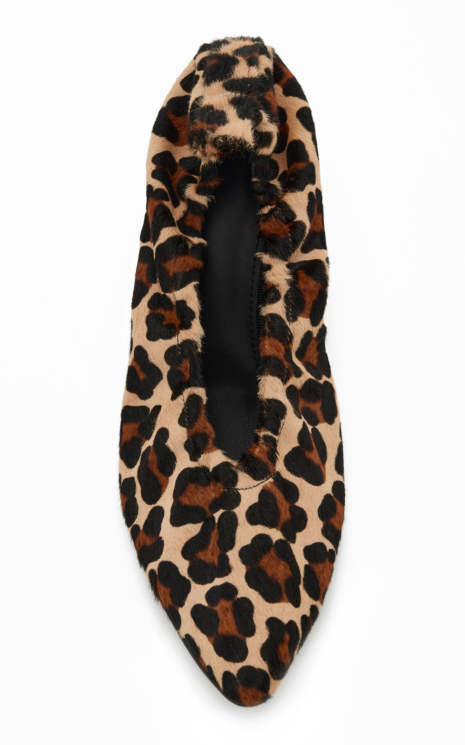 Calf Hair Pointed Ruched Pumps print - 3